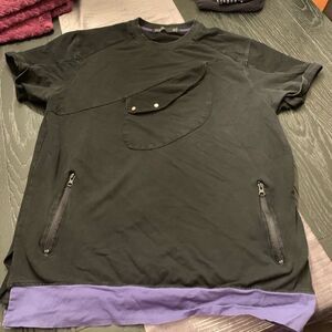 Hudson Outerwear Black Pocket Zipper Heavy Weight T-Shirt sz XL